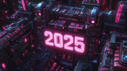 New Year's celebration 2025, A neon sign with the number 2025 on it