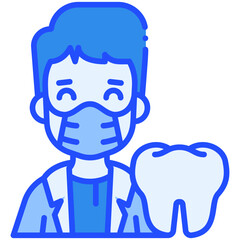 Dentist Man Blue Color Icon