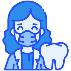 Dentist Woman Blue Color Icon