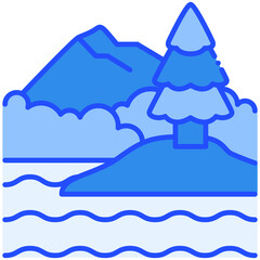 Lake and Mountain Blue Icon