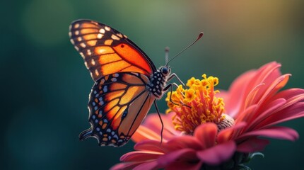 Fototapeta premium Serene Butterfly on Vibrant Flower