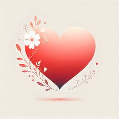 Heart with flowers.  Postcard, background. 