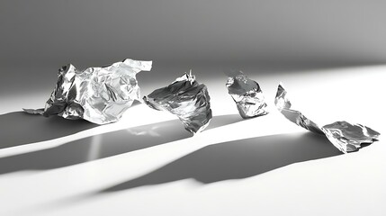 Crumpled aluminum foil with highlights and shadows