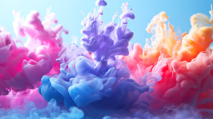 Fototapeta premium Colorful Paint Drops Spreading in Water