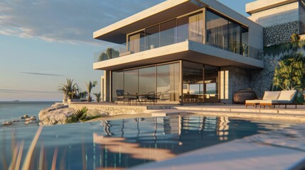 Seaside detached villa with pool and large terrace