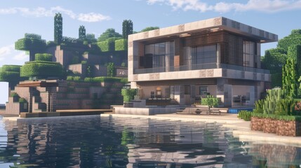 Obraz premium Seaside detached villa with pool and large terrace