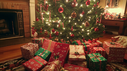Fototapeta premium christmas tree with gifts