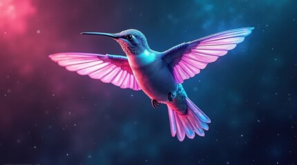 Obraz premium Neon Pink Hummingbird Wings