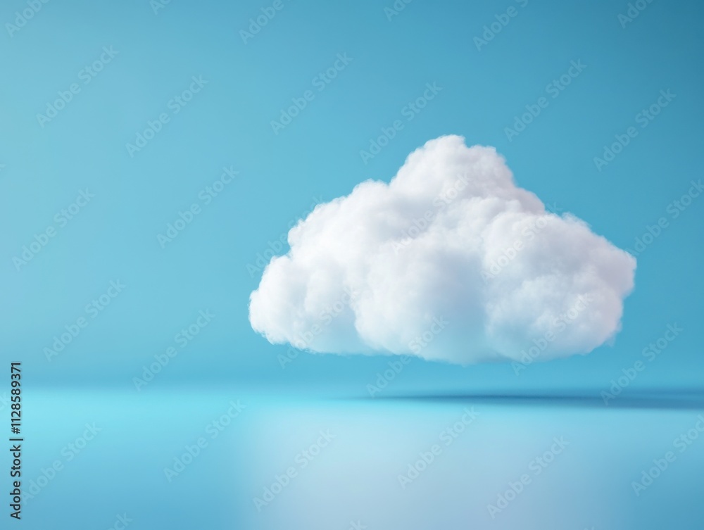 Aufkleber A white cloud floating on a blue background, in a simple and minimalistic style. Symbolizing cloud storage or the concept of online data storage by virtual server technology.