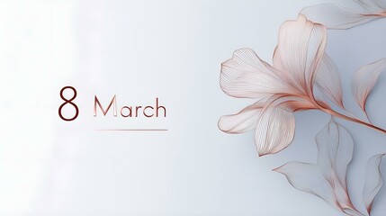 Elegant 8 March design with delicate floral lines in soft tones, symbolizing International Women's Day celebration.