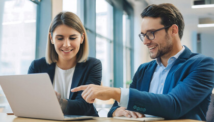 Obraz premium Collaborative Discussion Between Colleagues at Modern Office During Afternoon Work Session