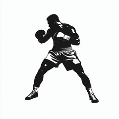 Fototapeta premium vector silhouette or logo of a dynamic boxer in action, white background