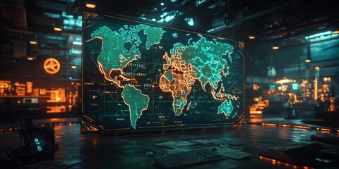 Global Network Map Digital World Data Visualization Futuristic Technology