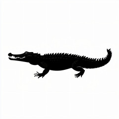 Fototapeta premium Vector silhouette icon or logo of stylized saltwater crocodile with anatomically precise muscular structure