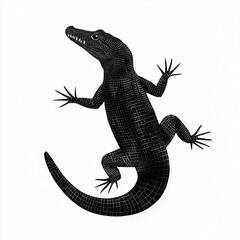 Fototapeta premium Vector silhouette icon or logo of stylized saltwater crocodile with anatomically precise muscular structure