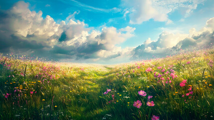 Fototapeta premium picture blooming meadow nature. Selective focus.