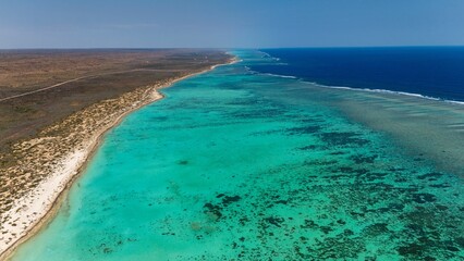 Aerial view of Ningaloo Reef in Western Australia.