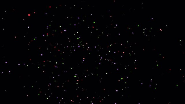 Falling down tiny Colorful Confetti On Alpha