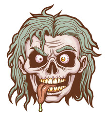 Spooky face of zombie vector illustration. 
