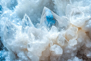Close-up of vibrant blue and white crystal formations