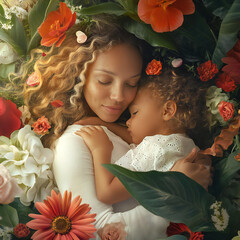 母と子がハグしている写真