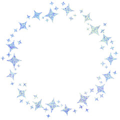 星の円フレーム（青色、キラキラ、ラメ、グリッター、スパンコール）