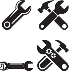 Wrench and screwdriver tools icon set vector illustration