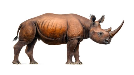 Fototapeta premium Realistic Illustration of a Rhinoceros Standing Majestically with Intricate Details and Textures on Its Skin