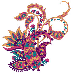 Obraz premium Isolated traditional Asian element Paisley. Traditional colorful paisley vector pattern. Pattern for textile design or fabrics. Fashionable design