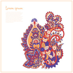 Naklejka premium Paisley vector isolated pattern. Damask floral illustration in batik style