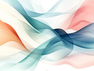 Obraz premium Abstract Pastel Wave Composition. Dreamy Teal, Peach, and White Swirls. Abstract Pastel Background. Pastel Illustration.