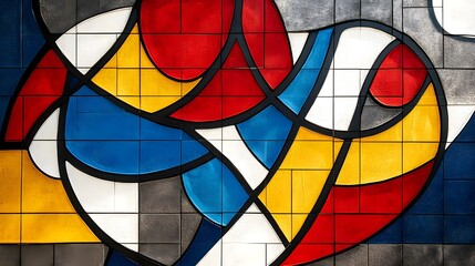 Fototapeta premium Abstract colorful geometric tile mosaic artwork.