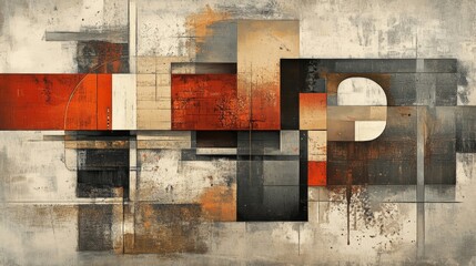 Abstract Geometric Composition in Earthy Tones