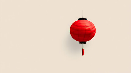 Obraz premium A simple illustration of a red lantern, symbolizing celebration and culture in Chinese traditions. Chinese lantern minimalist.
