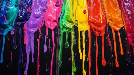 Vibrant Dripping Paint Abstract Colorful Art
