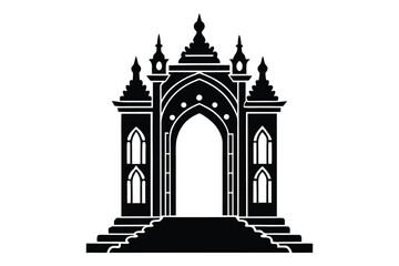 Fototapeta premium stone gate silhouette vector illustration on white background