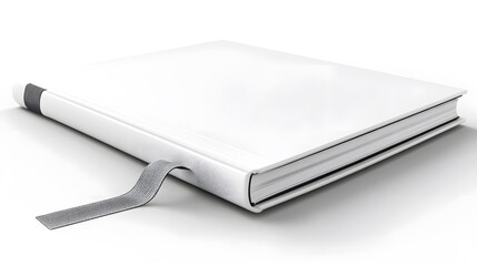 Blank white book with grey bookmark.