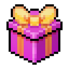 Pixel art gifts with colorful wrapping paper, festive bows, and holiday cheer	
