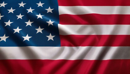  A close up of the US flag waving in the wind for Memorial Day or 4th of July