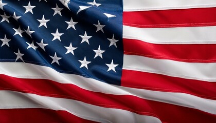 Obraz premium A close up of the US flag waving in the wind for Memorial Day or 4th of July
