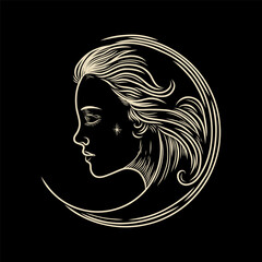 Vector illustration set of moon phases. Different stages of moonlight activity in vintage engraving style. Zodiac Signs	