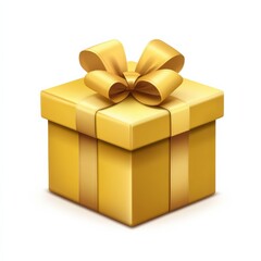 Obraz premium A shiny gold gift box with a decorative ribbon, symbolizing celebration and surprise.