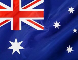 Australia flag waving at cloudy sky background. the Commonwealth of Australia flag