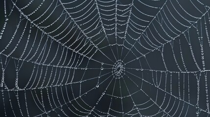 Obraz premium A spiderweb covered in morning dew.