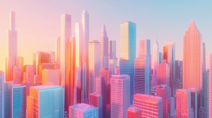 Fototapeta premium A Colorful Surreal Cityscape Featuring Towering Structures and Whimsical Elements