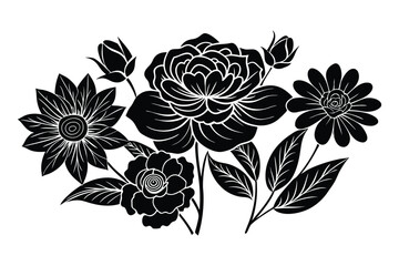 A collection of flower silhouettes vector illustration