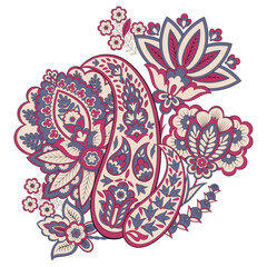 Paisley Floral oriental ethnic Pattern. Vector Damask Ornament
