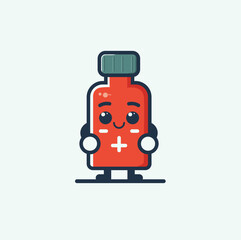 Cute Medicine Bottle Character Illustration