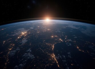 Earth Sunrise: City Lights from Space
