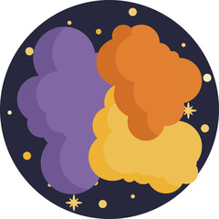 A dynamic icon symbolizing a nebula, with wispy, ethereal patterns of gas and dust, blending vivid colors like orange, teal, and violet.